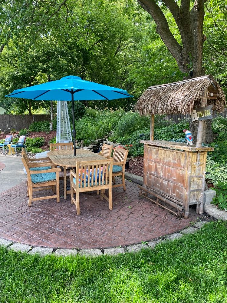 Backyard tiki bar and patio